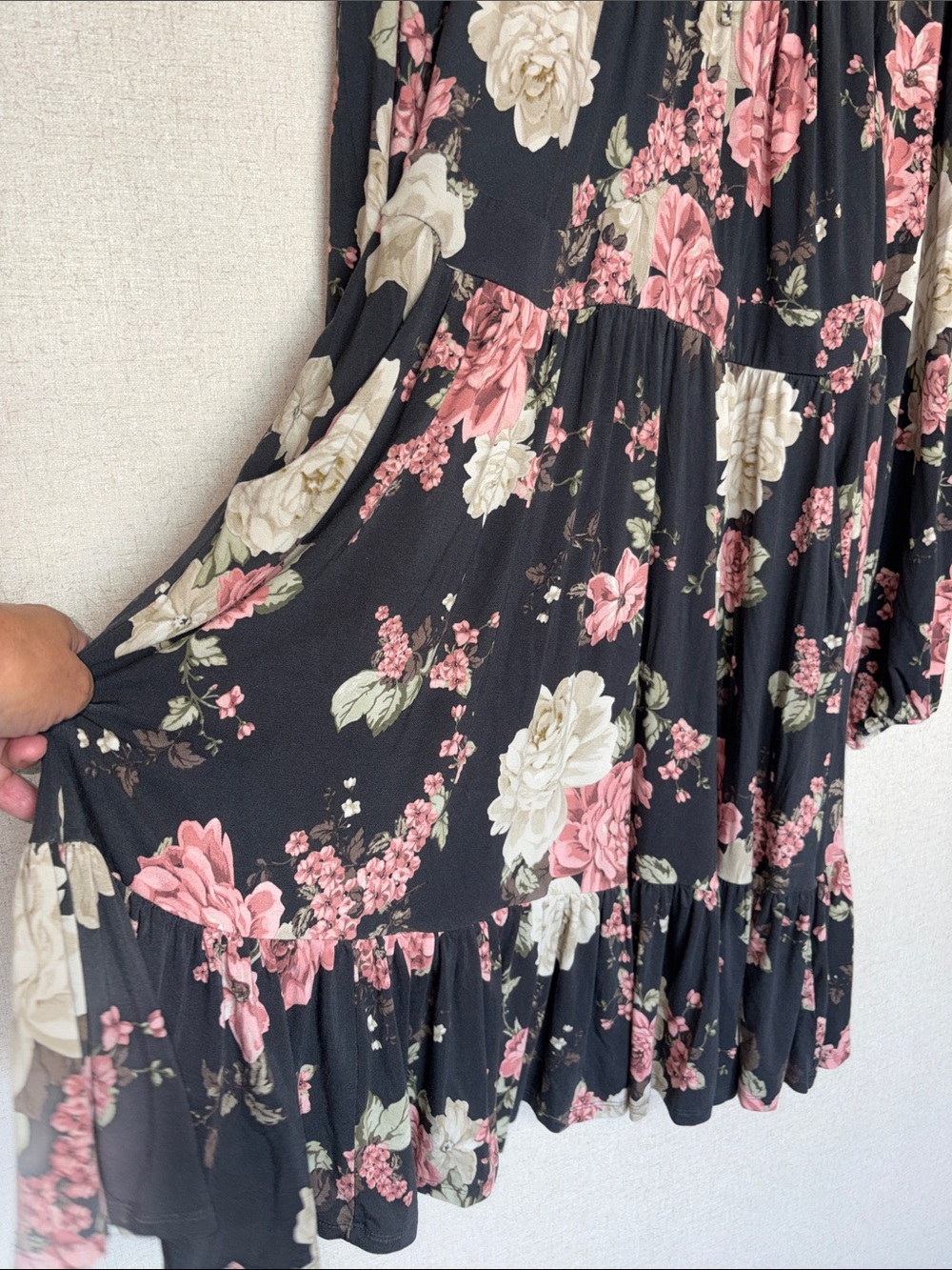 Torrid Super Soft Floral Long Sleeve Jersey Babydoll Dress Sz 1 Cottagecore - Picture 13 of 15
